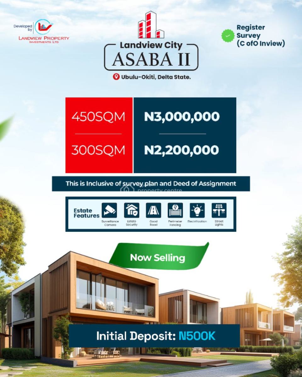 Affordable Land with Registered Survey and Deed of Assignment, Landview City Asaba Phase 2 Located at Ubulu-okiti, Asaba, Delta, Residential Land for Sale