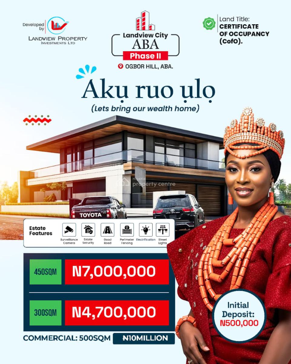Land with Certificate of Occupancy C of O, Landview City Aba Phase 2  Strategically Located at Ogbor Hill, Aba, Abia, Residential Land for Sale