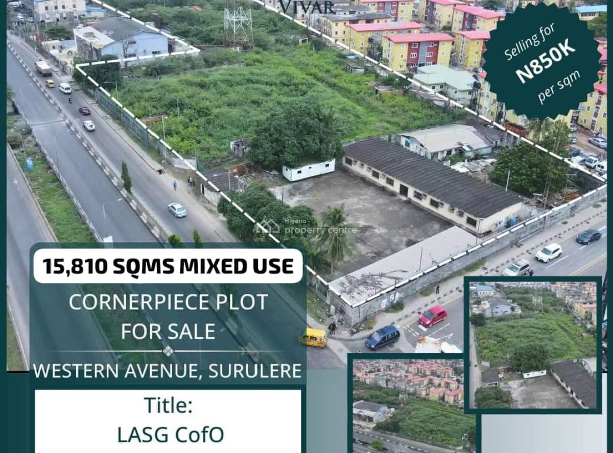 15,810 Sqmtrs of Mixed-use Land, Western Avenue, Surulere, Lagos, Mixed-use Land for Sale
