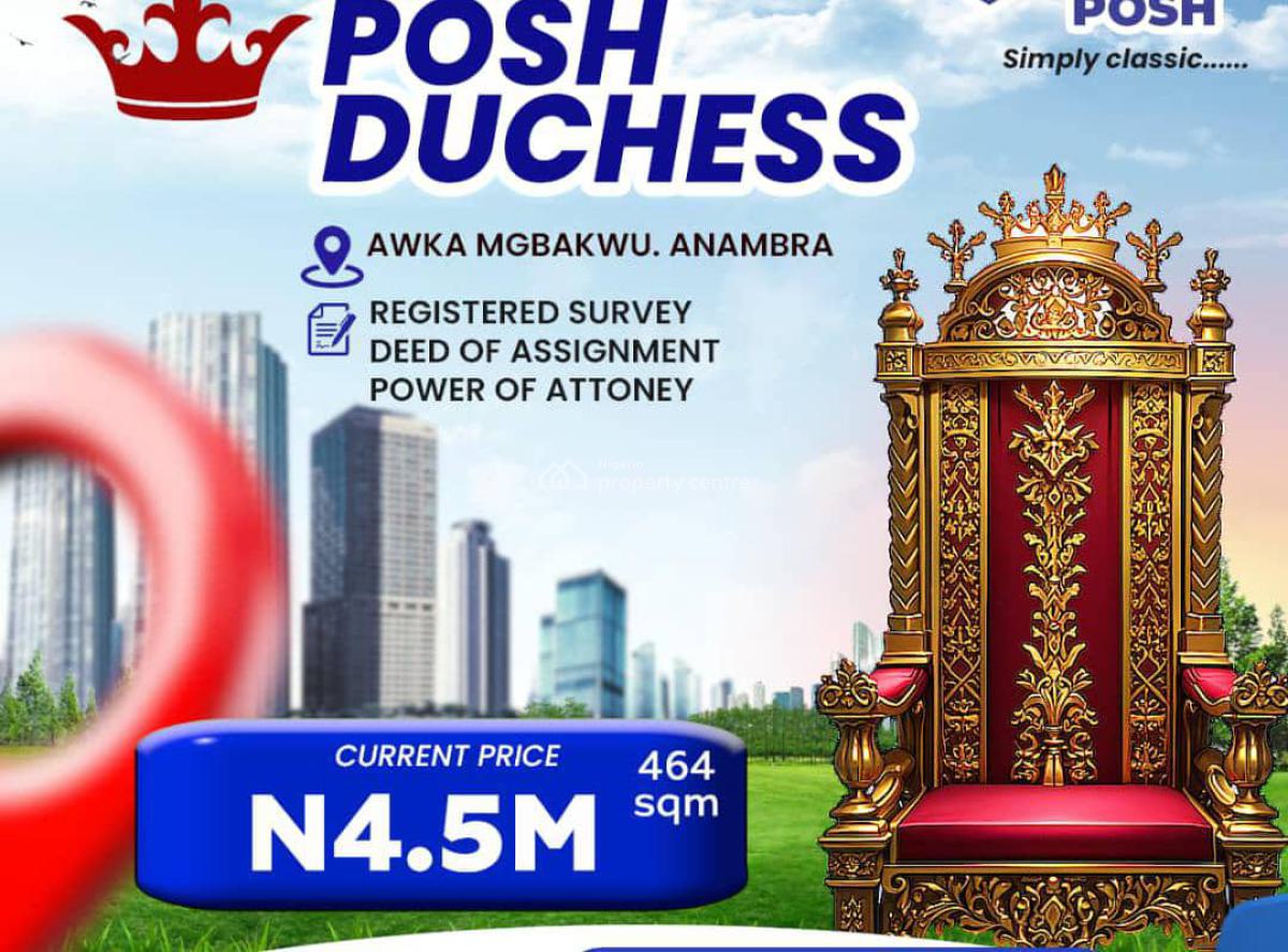 Mixed Use Land, * Posh Duchess* Mgbakwu Awka North, 10 Minutes to New Govt House, Awka, Anambra, Mixed-use Land for Sale