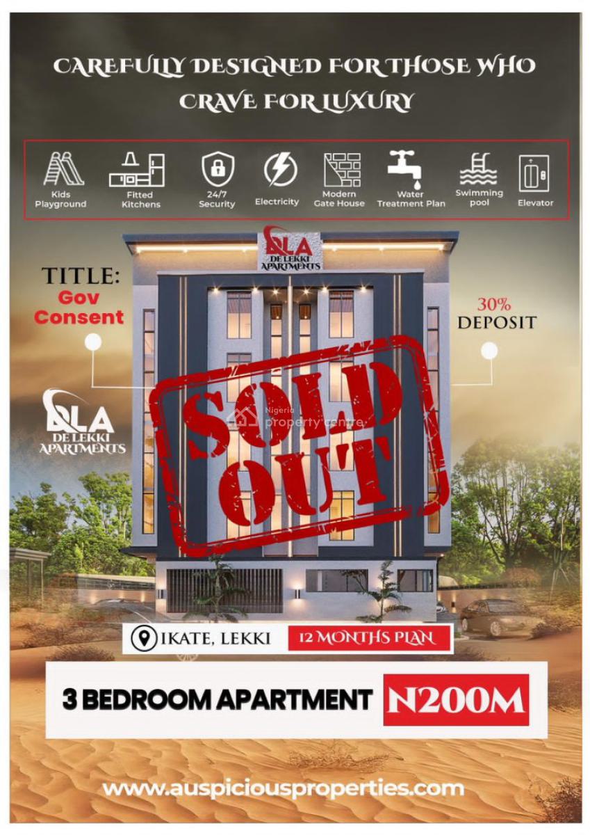 De Lekki Apartment, Ikate Off Plan Property, Ikate, Lekki, Lagos, Flat / Apartment for Sale