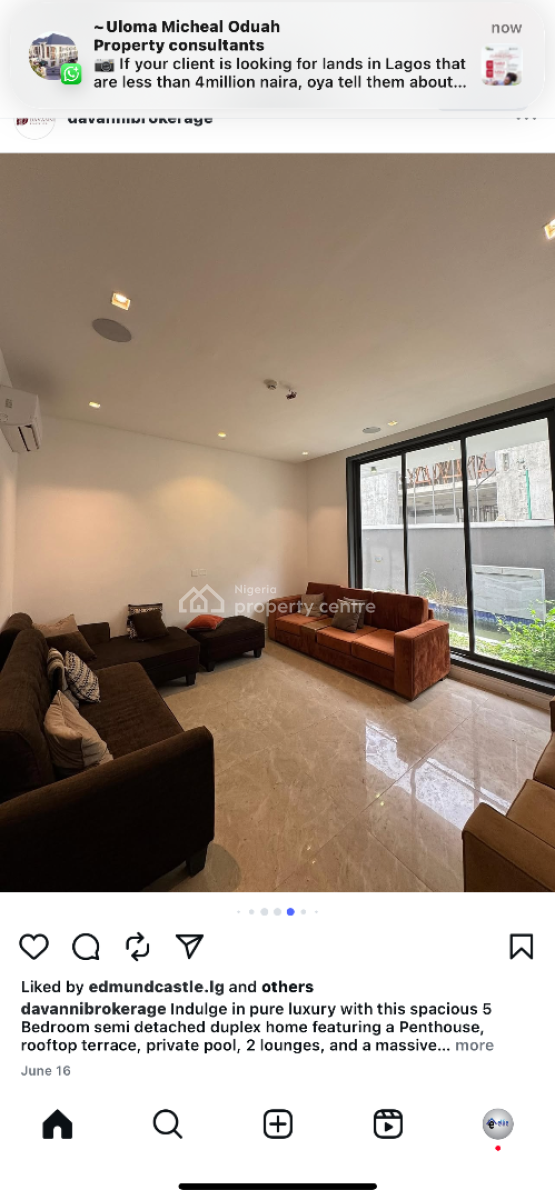 Luxury 5 Bedroom Semi Detached Duplex with a Penthouse, Pool, Elevator, Banana Island, Banana Island, Ikoyi, Lagos, Semi-detached Duplex for Sale