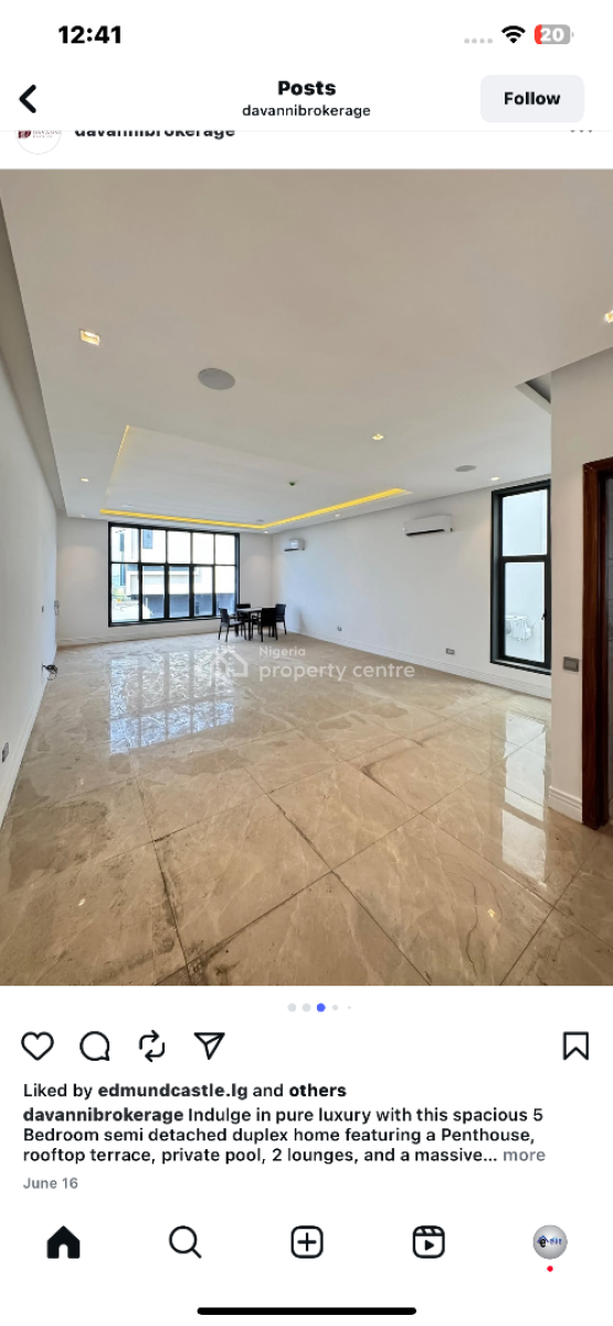Luxury 5 Bedroom Semi Detached Duplex with a Penthouse, Pool, Elevator, Banana Island, Banana Island, Ikoyi, Lagos, Semi-detached Duplex for Sale