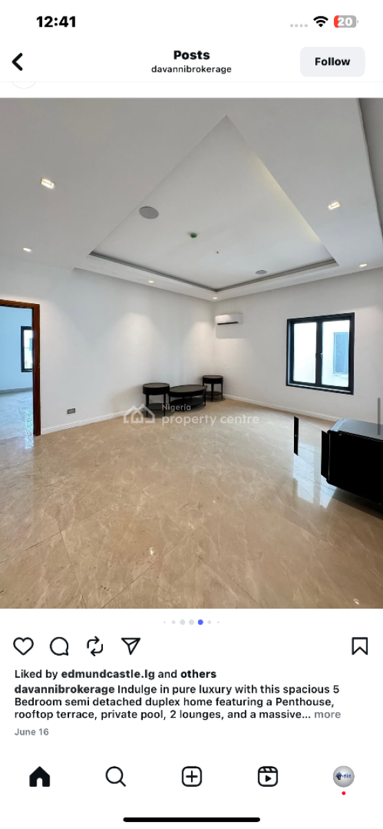 Luxury 5 Bedroom Semi Detached Duplex with a Penthouse, Pool, Elevator, Banana Island, Banana Island, Ikoyi, Lagos, Semi-detached Duplex for Sale