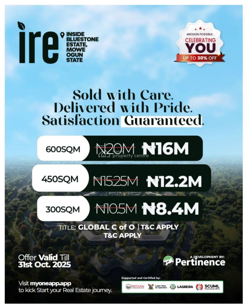 This Deal Will Make You Smile in Millions, Ire Estate, Blue Stone Garden City, Mowe Town, Ogun, Residential Land for Sale