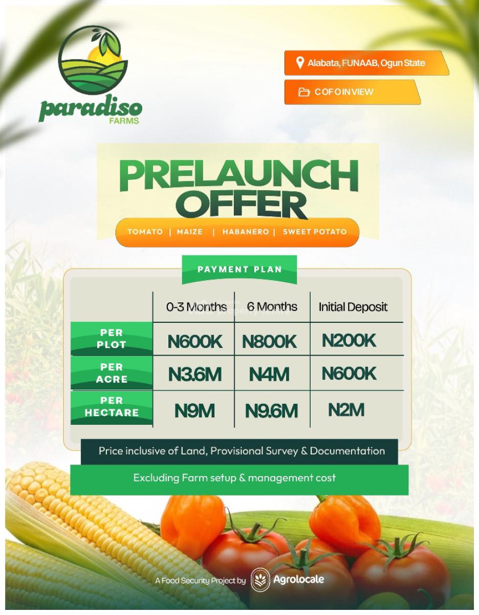 a Sustainable Pathway to Land Ownership and Profitable Farming, Fast Moving Crops with The Assurance of Timely Harvest, Abeokuta North, Ogun, Commercial Land for Sale
