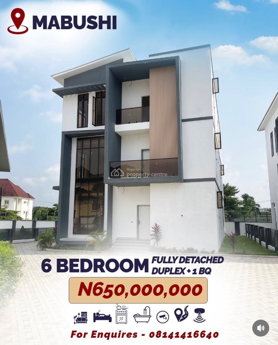 Exquisite 6 Bedroom Mansion, Mabushi, Abuja, Detached Duplex for Sale