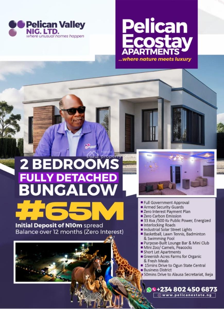 Luxury 2 Bedroom Fully Detached Bungalow with Excellent Facilities, Pelican Ecostay Apartment Masa, Kobape, Abeokuta North, Ogun, Detached Bungalow for Sale