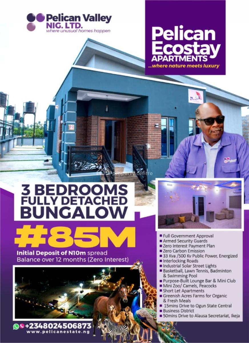 Luxury 3 Fully Detached Bungalow with Excellent Facilities, Pelican Ecostay Apartment Masa Kobape, Abeokuta North, Ogun, Detached Bungalow for Sale