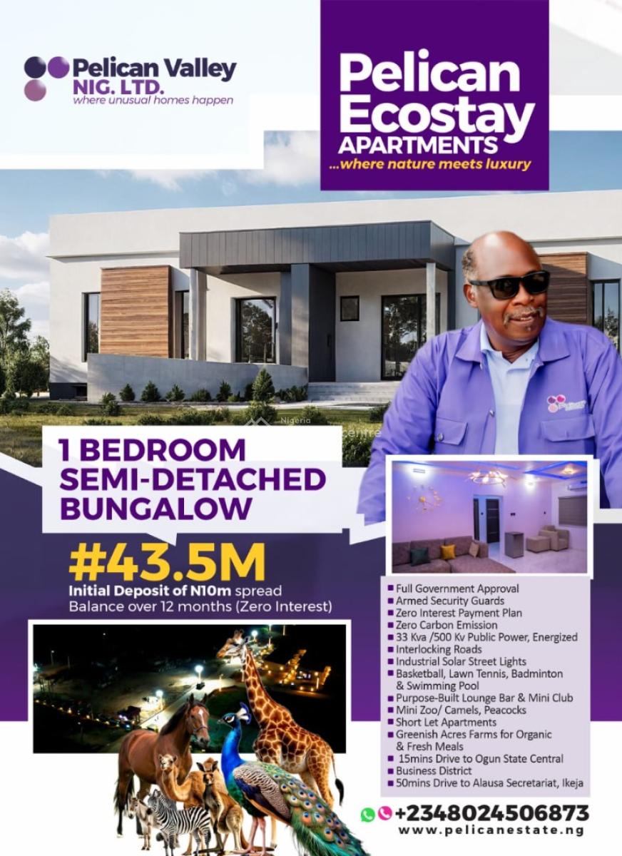 Luxury 1 Bedroom Semi- Detached Bungalow, Pelican Ecostay Apartment Masa Kobape, Abeokuta North, Ogun, Flat / Apartment for Sale