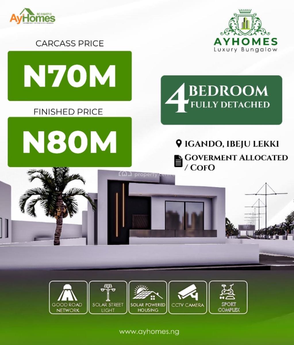Secured Your Family to Own 4  Bedroom Fully Detached Bungalow Good Aee, Less Than 3 Mins Drive to Lekki Epe Expressway, Securing with 15m, Ibeju Lekki, Lagos, House for Sale