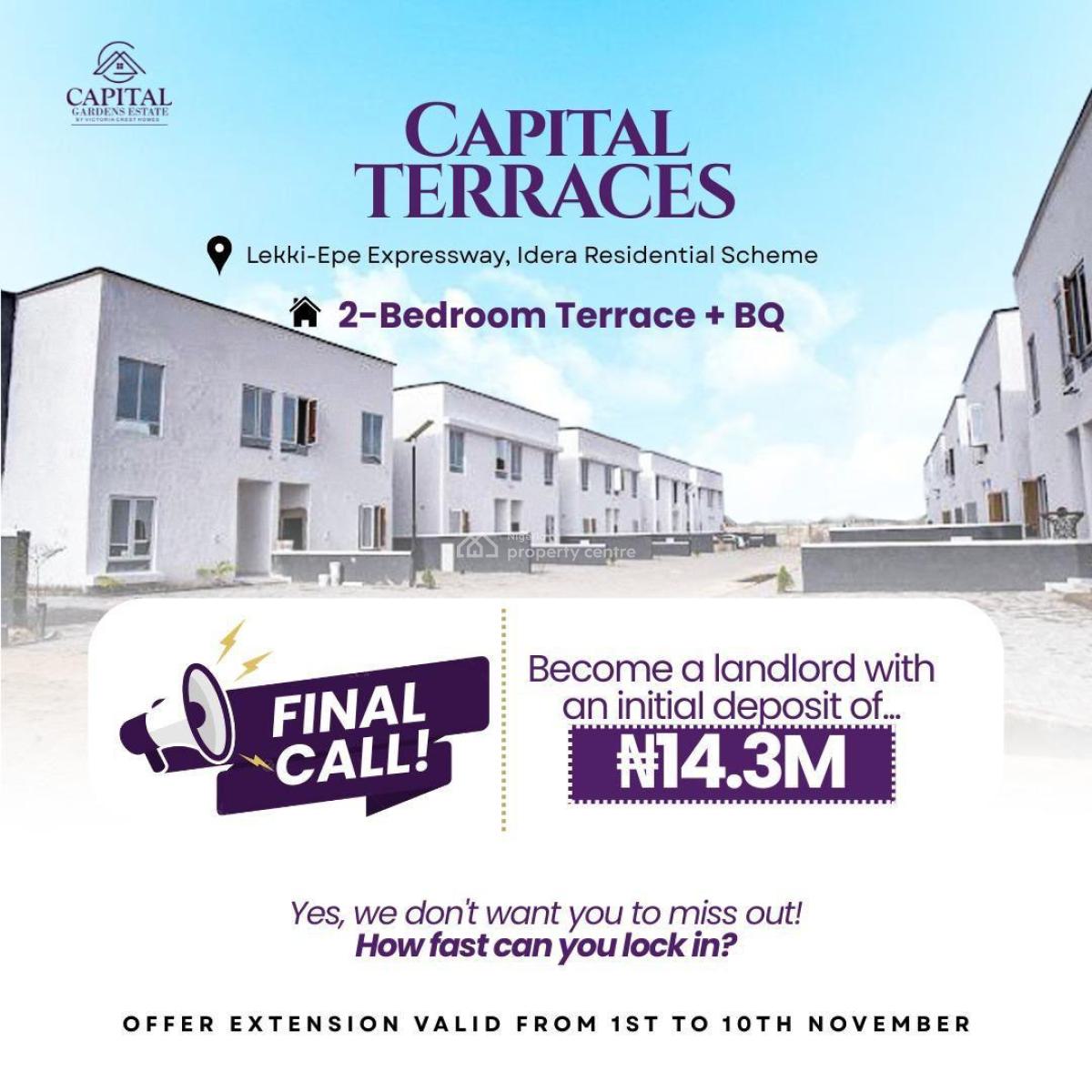 Beautiful 2 Bedroom Terrace Duplexes with Bq and Payment Plan, Idera Scheme Lekki Epe Expressway, Eleko, Ibeju Lekki, Lagos, Terraced Duplex for Sale
