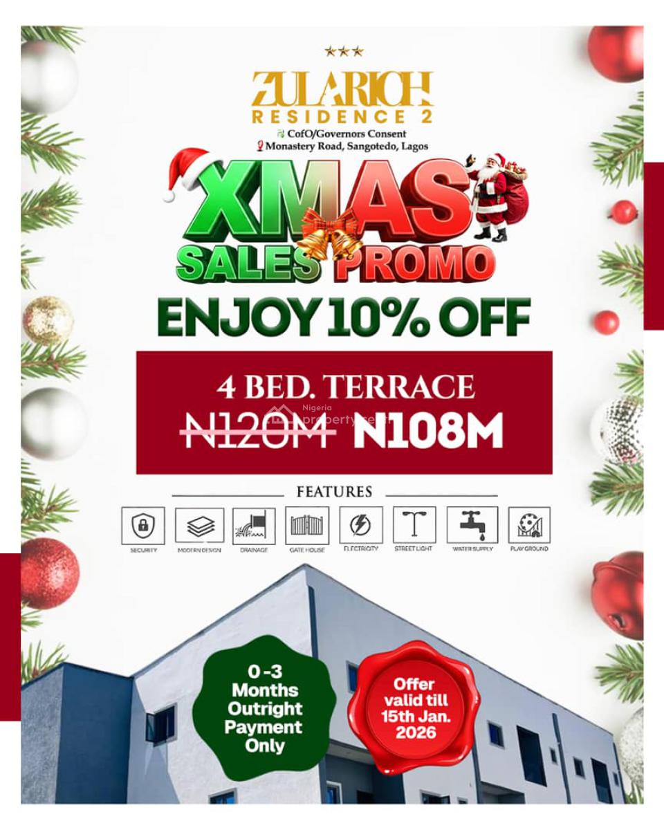Ember Promo Luxury 4 Bedroom Terraced Duplex, Zularich Residence 2, Monastery Road, Sangotedo, Ajah, Lagos, Terraced Duplex for Sale