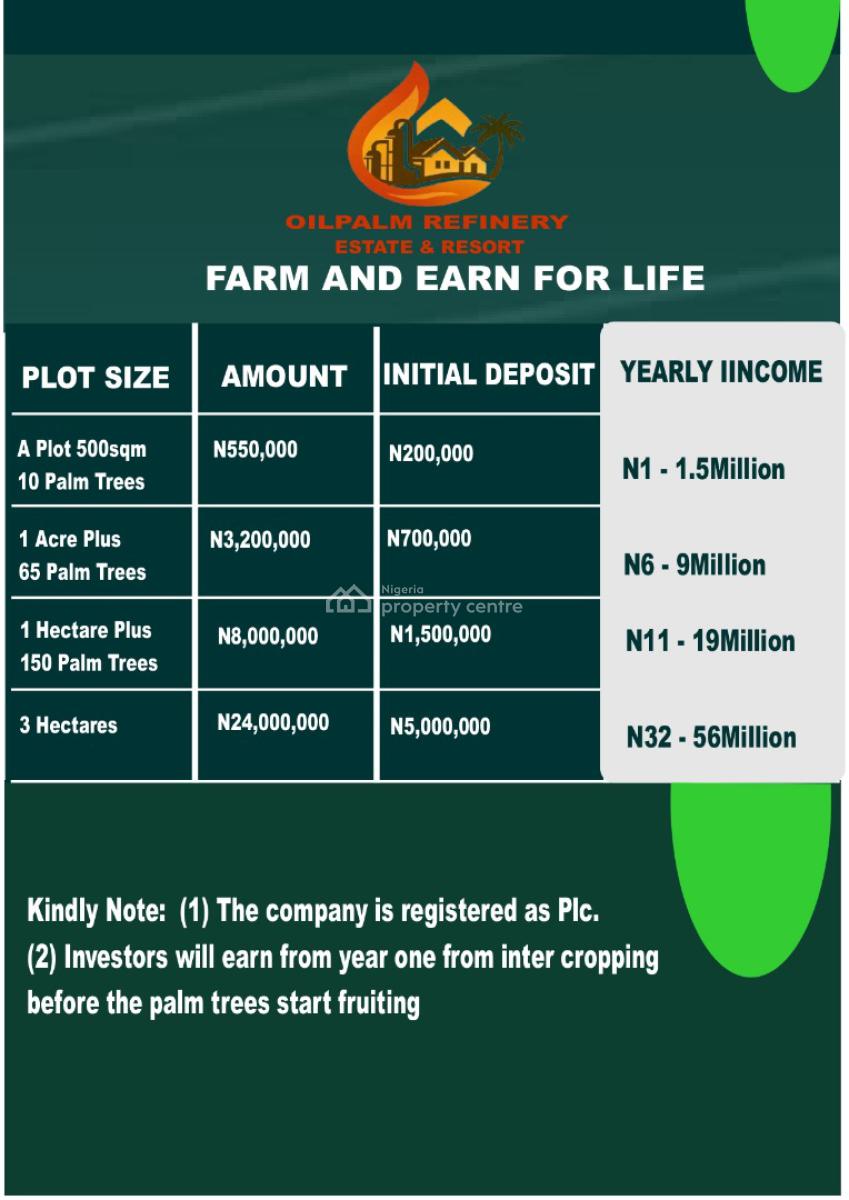 Oil Palm Plantation, Oil Palm Plantation Farm Is Located in Obafemi Owode Ogun State, Obafemi Owode, Ogun, Industrial Land for Sale