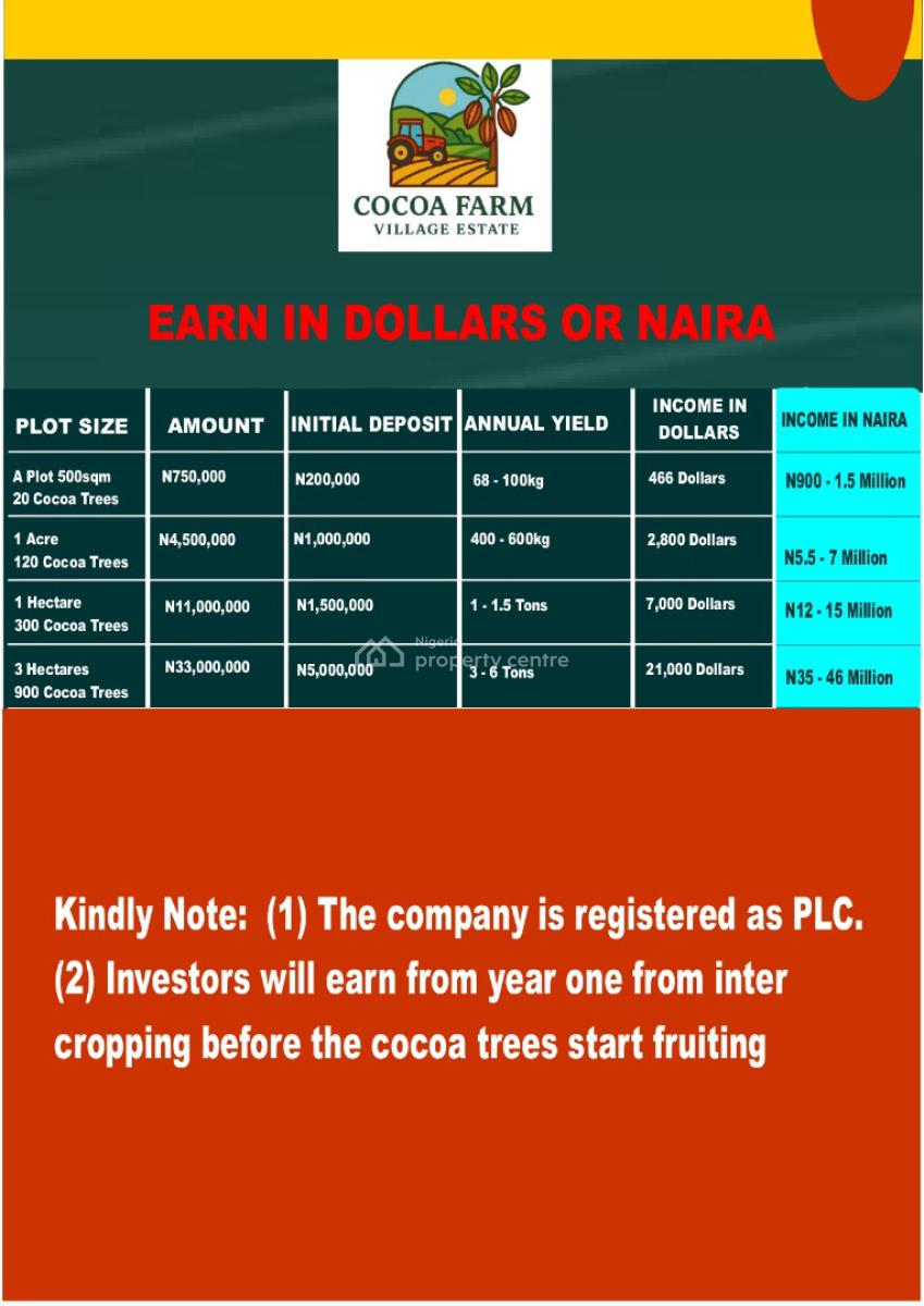 Cheapest Cocoa Farm, Cocoa Farm Land Located Along Old Abeokuta Road Ogun State, Obafemi Owode, Ogun, Industrial Land for Sale