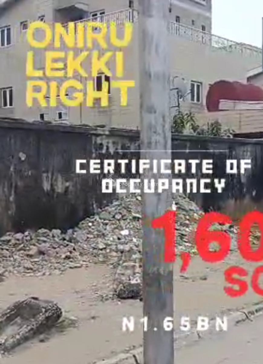 1600sqm Land Facing 2 Streets, Lekki Right, Oniru, Victoria Island (vi), Lagos, Mixed-use Land for Sale