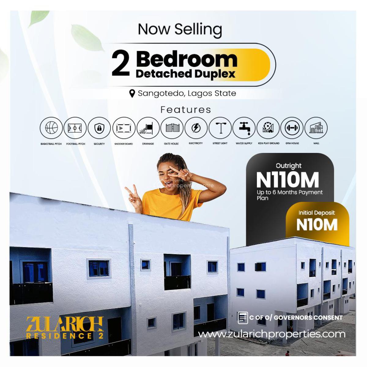 2 Bedrooms Detached Duplex( Pay and Move in), Monestry Road Behind The Popular Shoprite in Sangotedo, Sangotedo, Ajah, Lagos, Detached Duplex for Sale