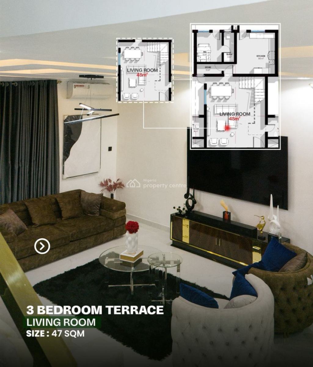 Luxury 3 Bedroom Terrace with a Bq, Abijo, Lekki, Lagos, Terraced Duplex for Sale
