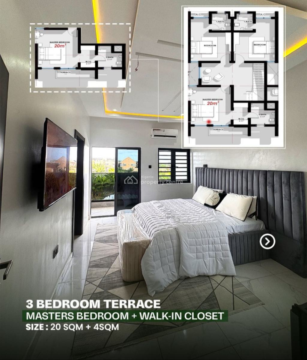 Luxury 3 Bedroom Terrace with a Bq, Abijo, Lekki, Lagos, Terraced Duplex for Sale