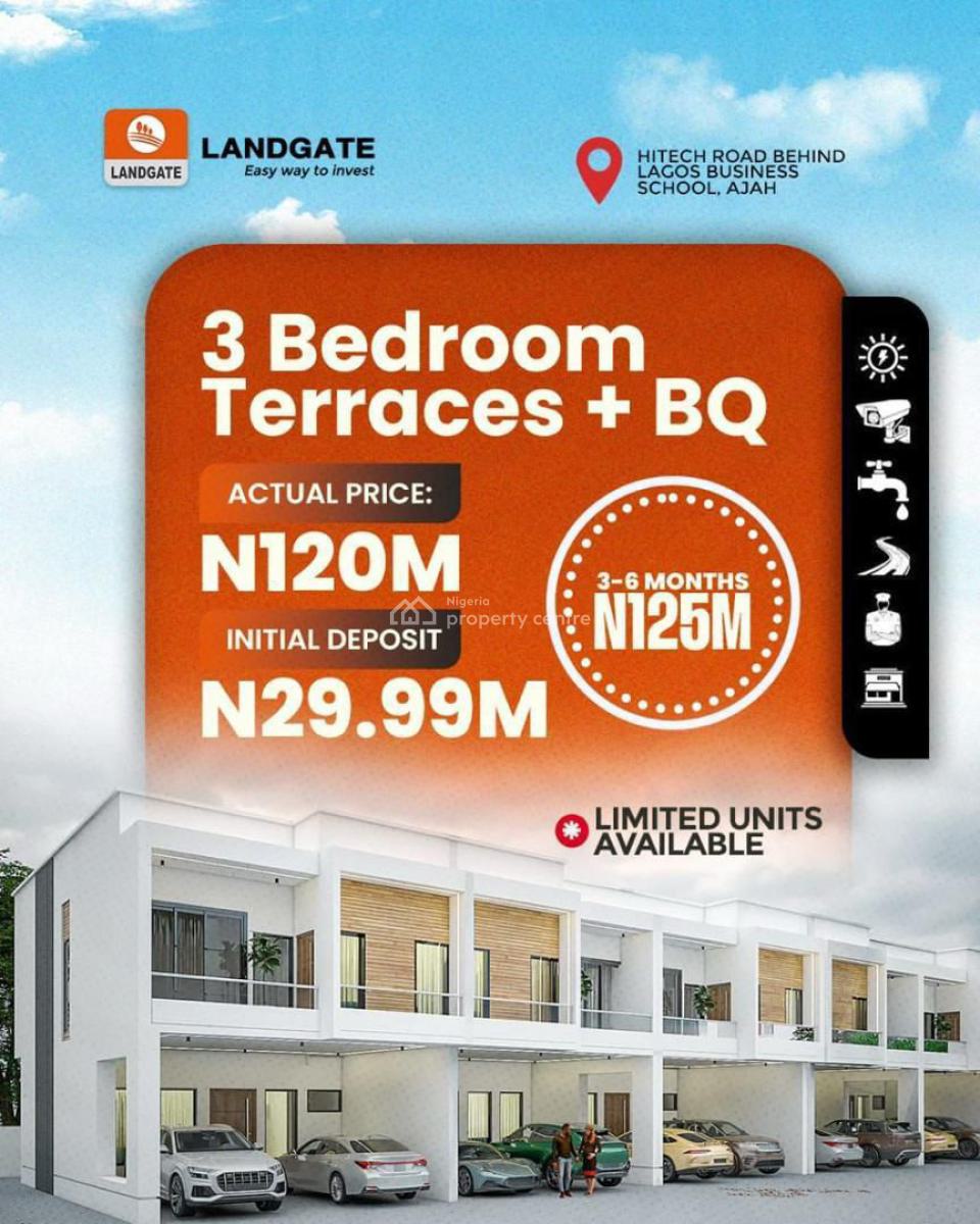 Contemporary 3-bedroom Terrace Duplex + Bq, Hitech Road, Behind Lagos Business School, Ajah, Ajah, Lagos, Terraced Duplex for Sale