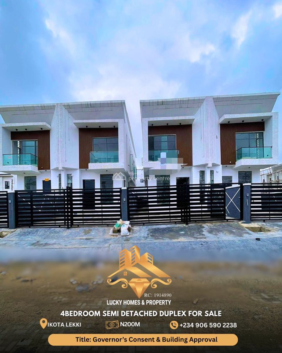 Luxury 4bedroom Semi Detached Duplex, Ikota, Lekki, Lagos, Detached Duplex for Sale