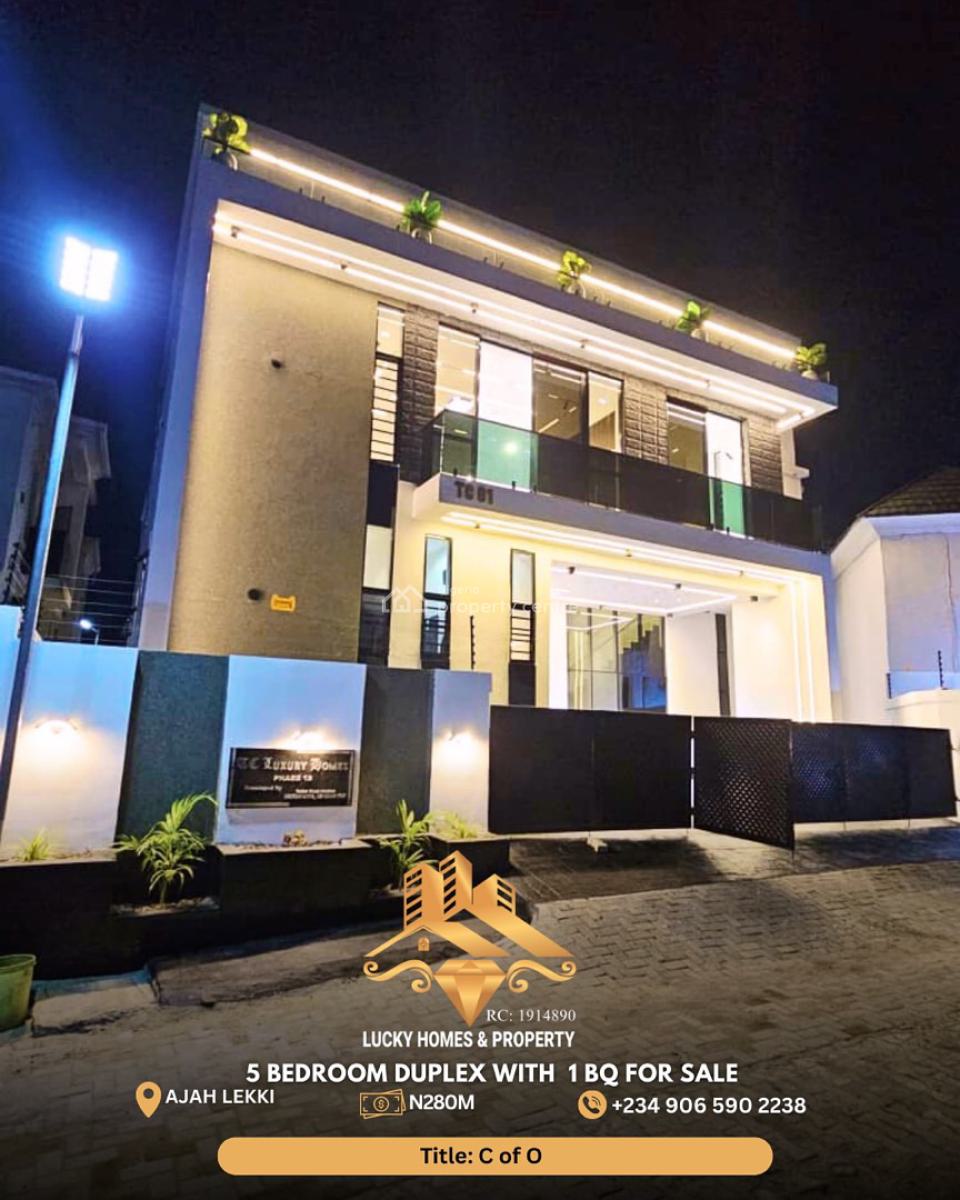Luxury 5 Bedroom Duplex 1bq, Ajah, Lagos, Detached Duplex for Sale