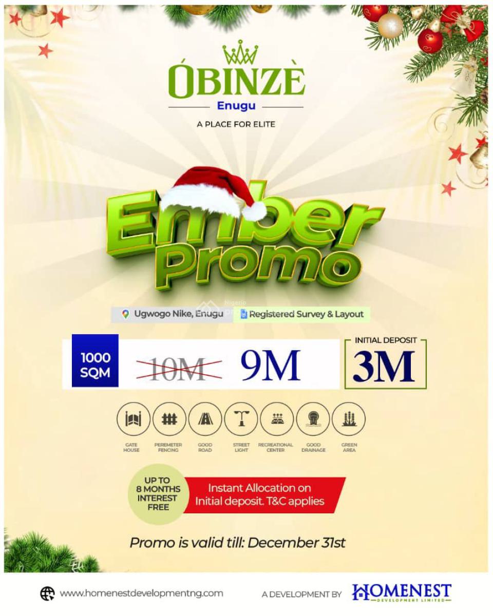 Black Friday/ember Promo 500 Sqm  Estate Land, Obinze Estate, Awgu, Enugu, Mixed-use Land for Sale