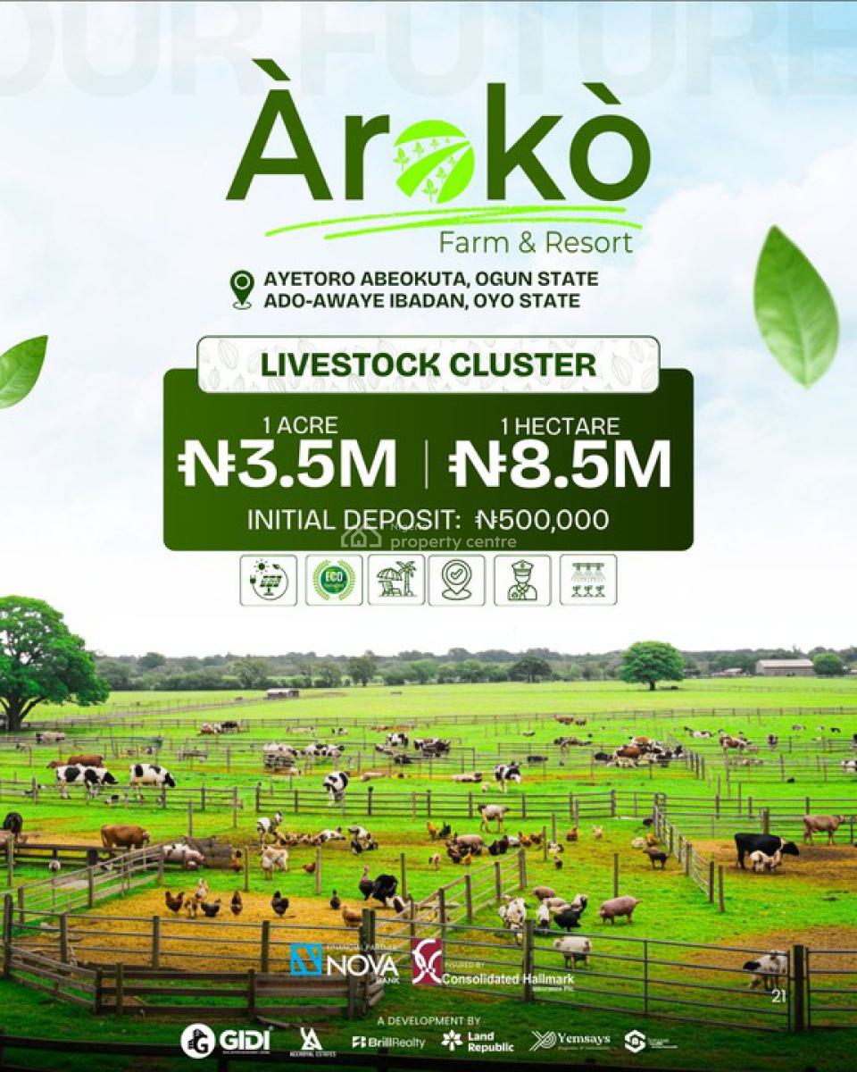 1 Acre of Livestock Farm, Livestock Cluster Aroko Farm and Resort Aiyetoro, Abeokuta North, Ogun, Mixed-use Land for Sale