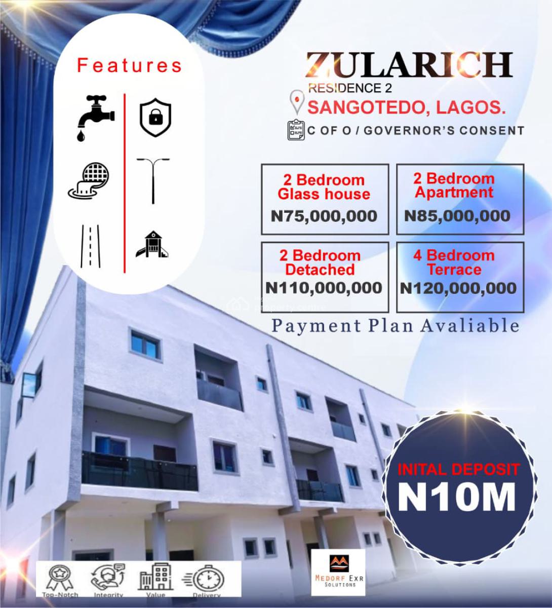 4 Bedroom Terrence Duplex, Off Shoprit, Sangotedo/ Zularich Residence Phase 2, Sangotedo, Ajah, Lagos, Terraced Duplex for Sale