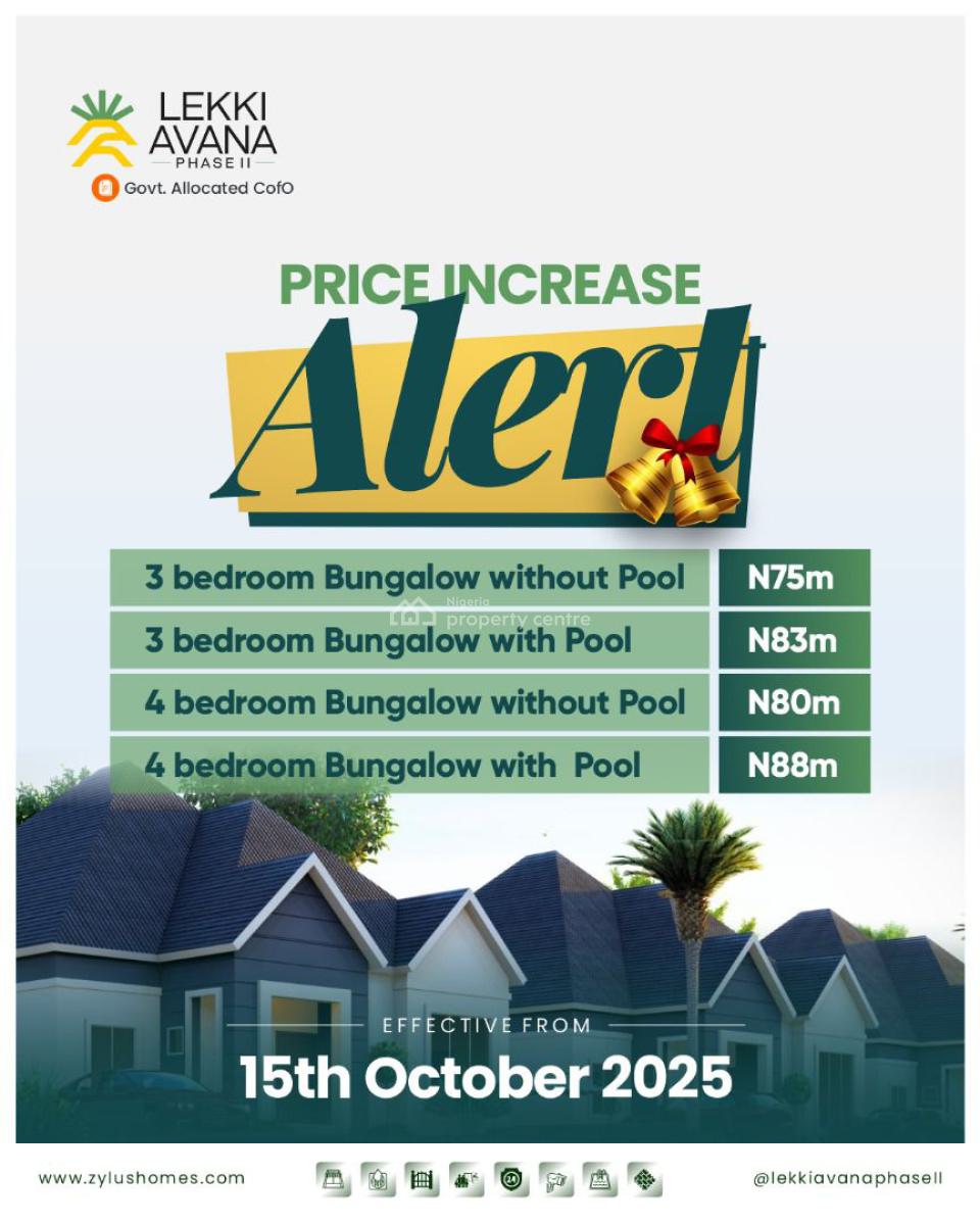 Luxury 4 Bedroom Detached Bungalow with Pool, Lekki Avana Phase 2, Eleranigbe, Ibeju Lekki, Lagos, Detached Bungalow for Sale