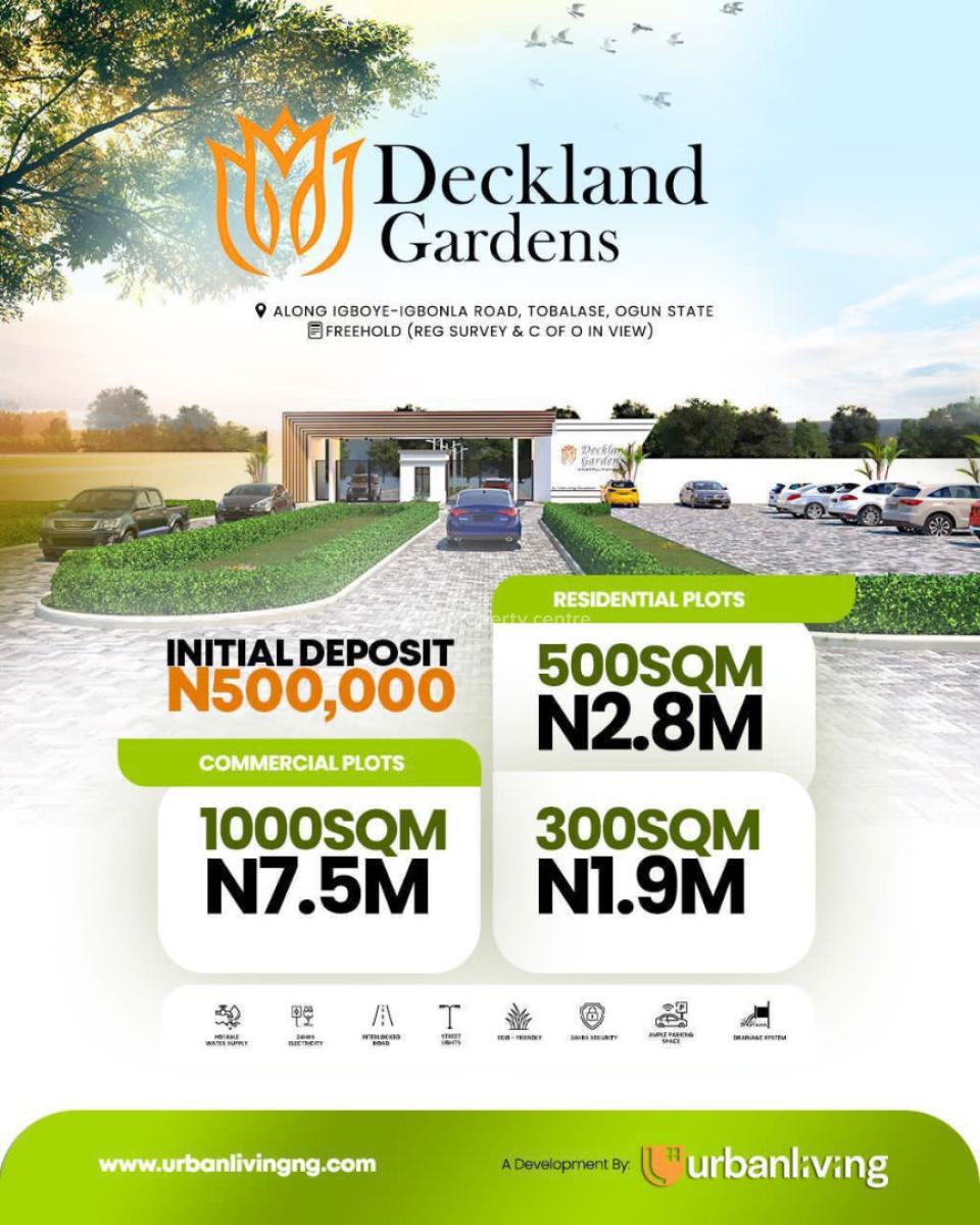 Plots of Land, Tobalase/along Ignoye-igbonla Road/ Deckland Gardens 2, Ijebu East, Ogun, Mixed-use Land for Sale