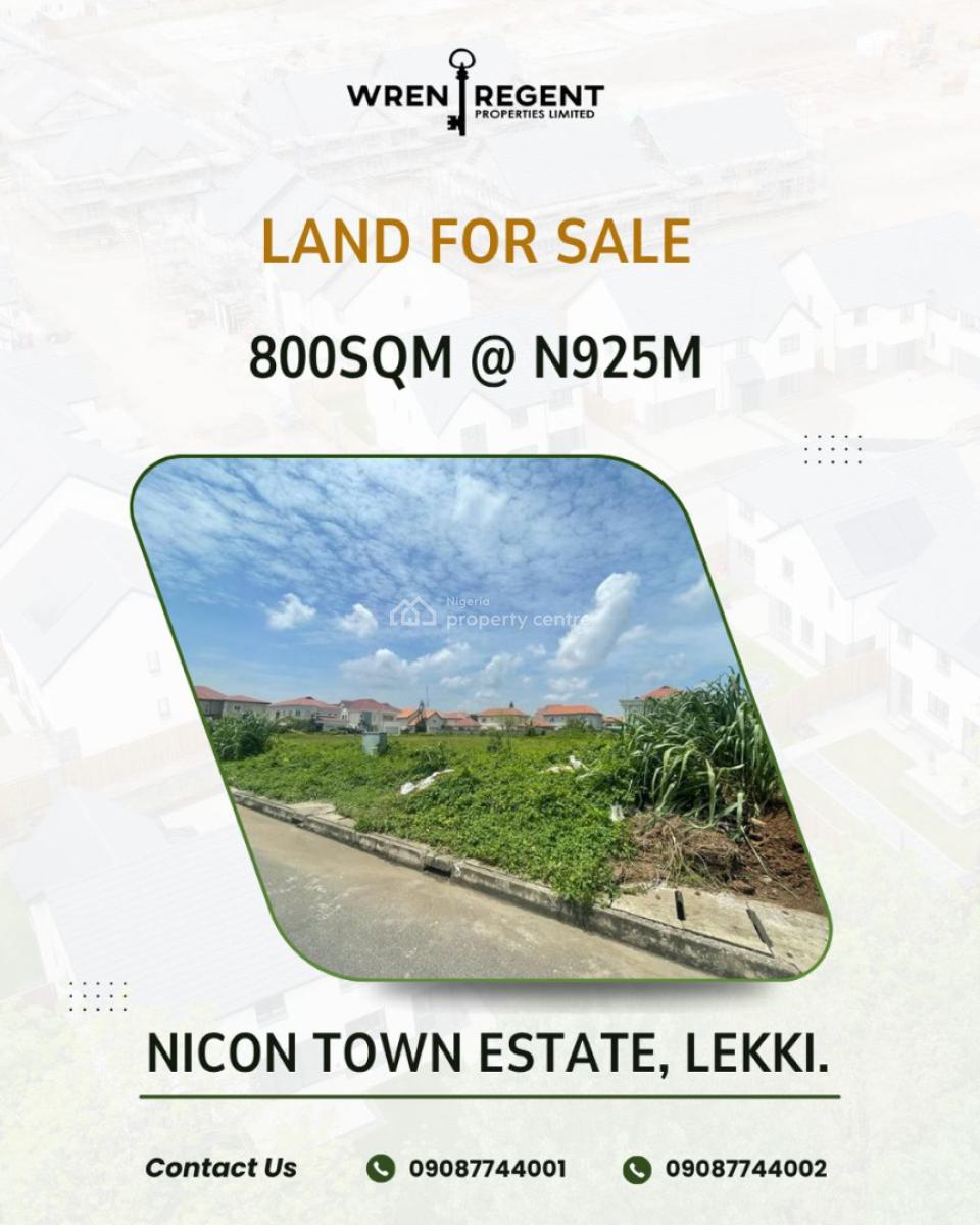 800sqm Prime Land, Nicon Town, Lekki, Lagos, Land for Sale