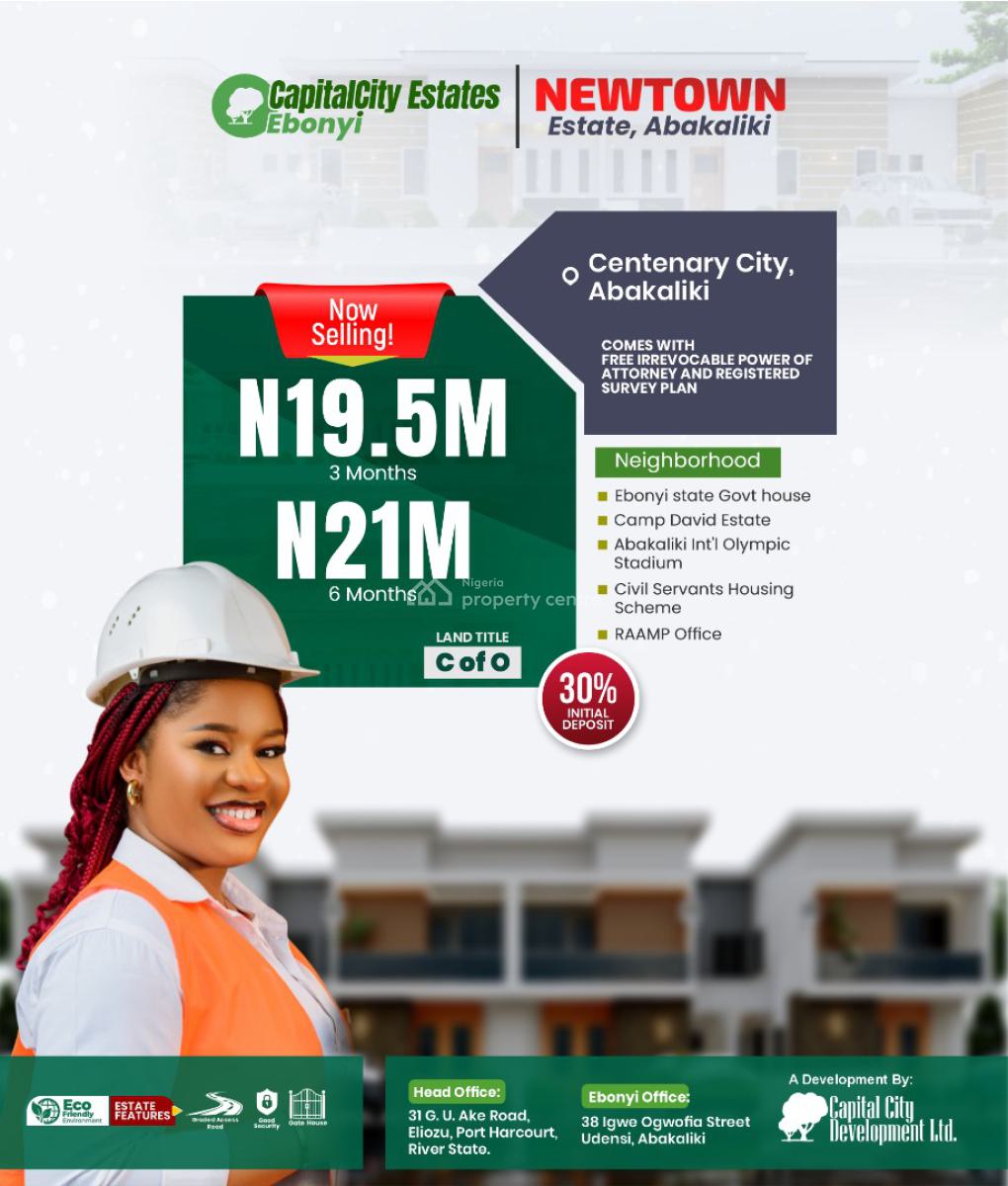 Land with C of O, Power of Attorney and Registered Survey Land, Newton Centenary City, Abakaliki, Ebonyi, Residential Land for Sale