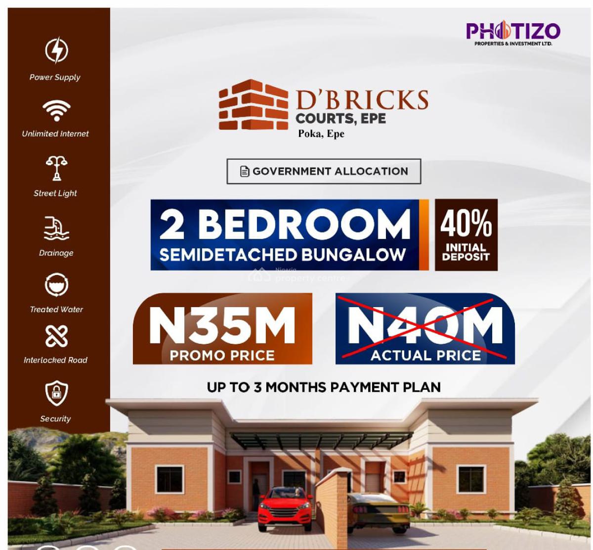 2 Bedroom Semi-detached Bungalow, D Bricks Court Poka, Epe, Lagos, Detached Bungalow for Sale