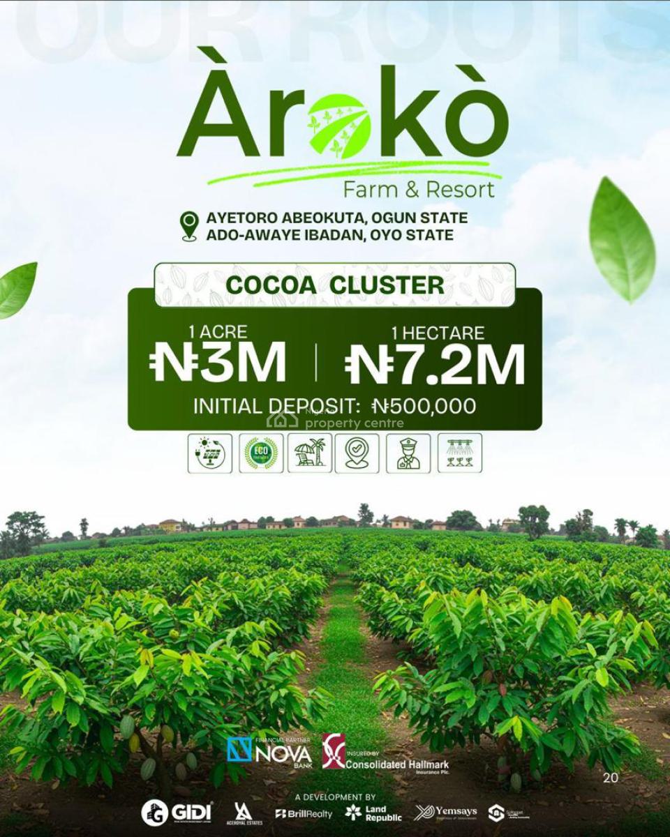Farm Land-----cocoa, Cashew, Cash Crop, Live Stock, Ayetoro, Ado-awaye, Yewa North, Ogun, Commercial Land for Sale