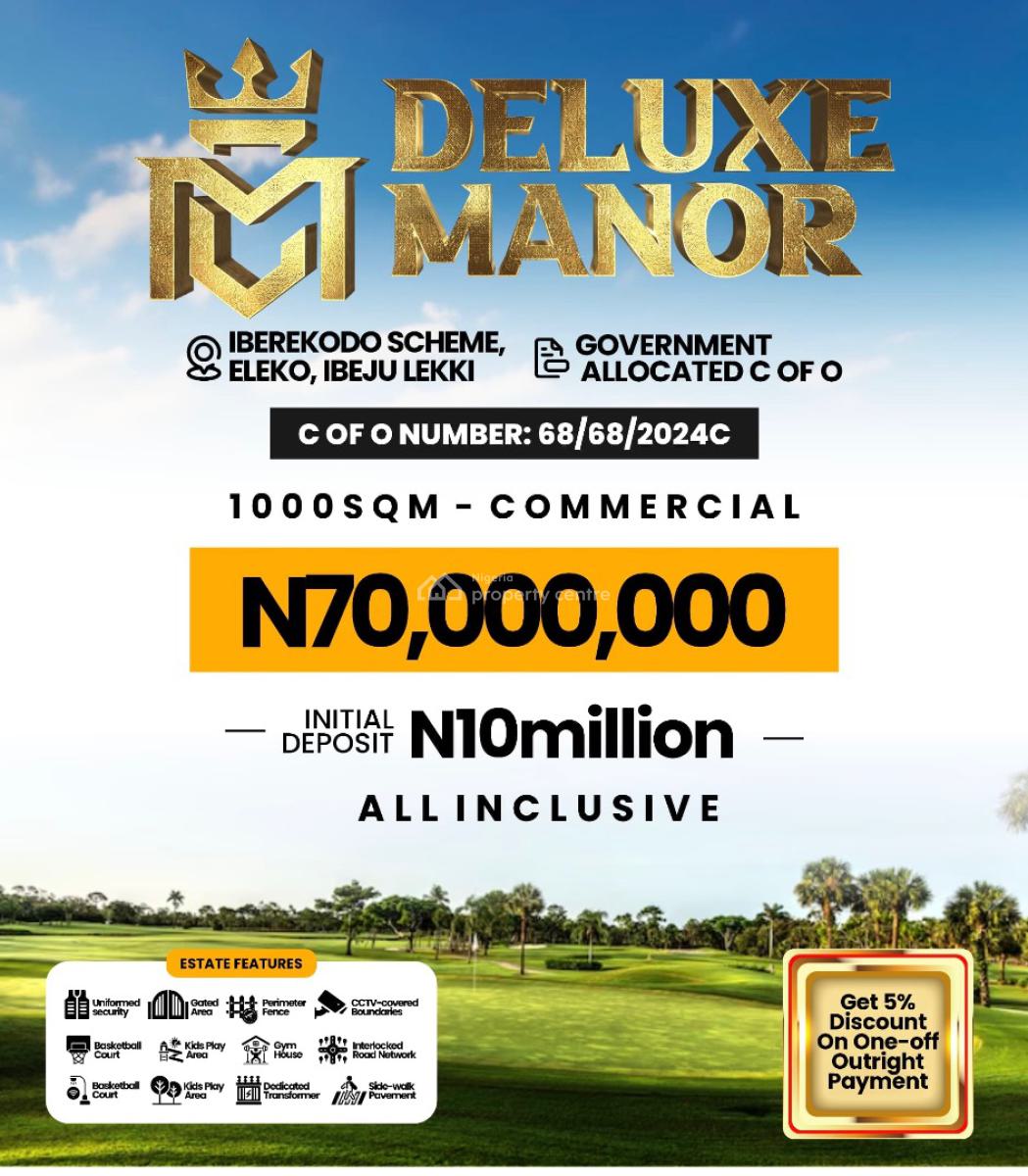 Acres of Land, Iberekodo Scheme/lekki-epe Expressway/ Deluxe Manor Estate, Eleko, Ibeju Lekki, Lagos, Mixed-use Land for Sale