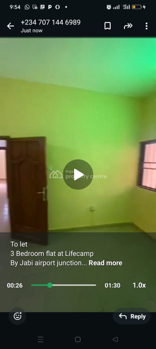Clean 3 Bedroom Apartment Now Available, Jabi By Airport Junction, Mbora (nbora), Abuja, Flat / Apartment for Rent