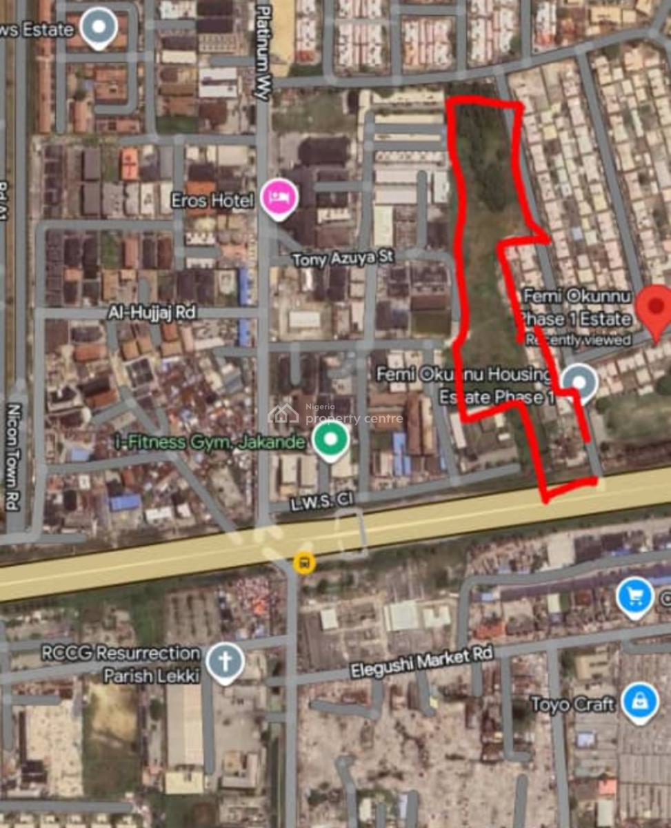 27,000m² Land Facing Express Between Femi Okunu Estate & Womens Develo, Lekki, Lagos, Industrial Land for Sale