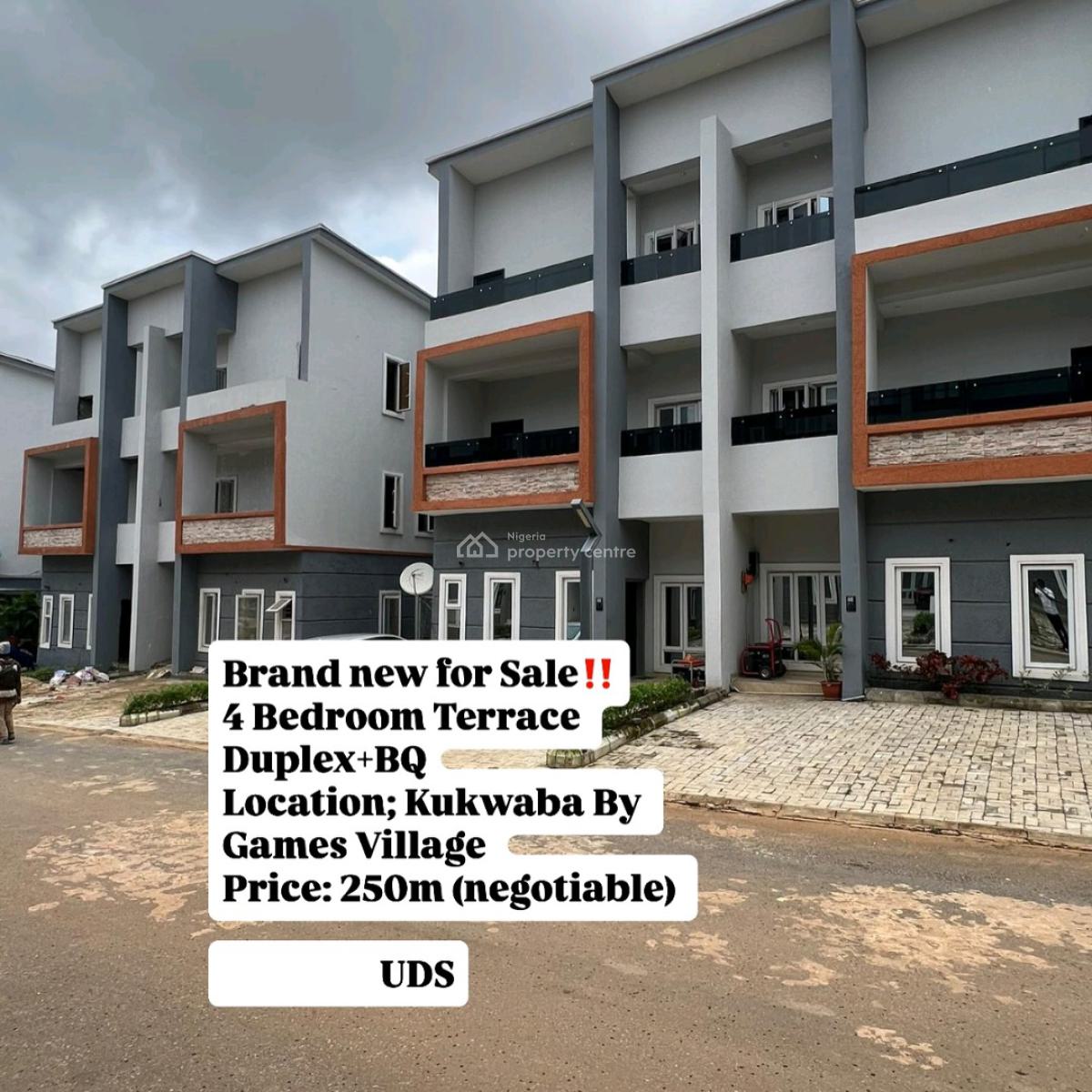 Brand New  4 Bedroom Terrace Duplex 1 Room Bq  Location; Kuk, Kukwaba, Abuja, House for Sale