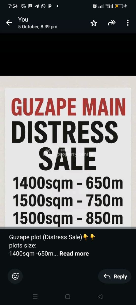 Distress Land of 1500sqm Now Available, Guzape Main, Guzape District, Abuja, Land for Sale