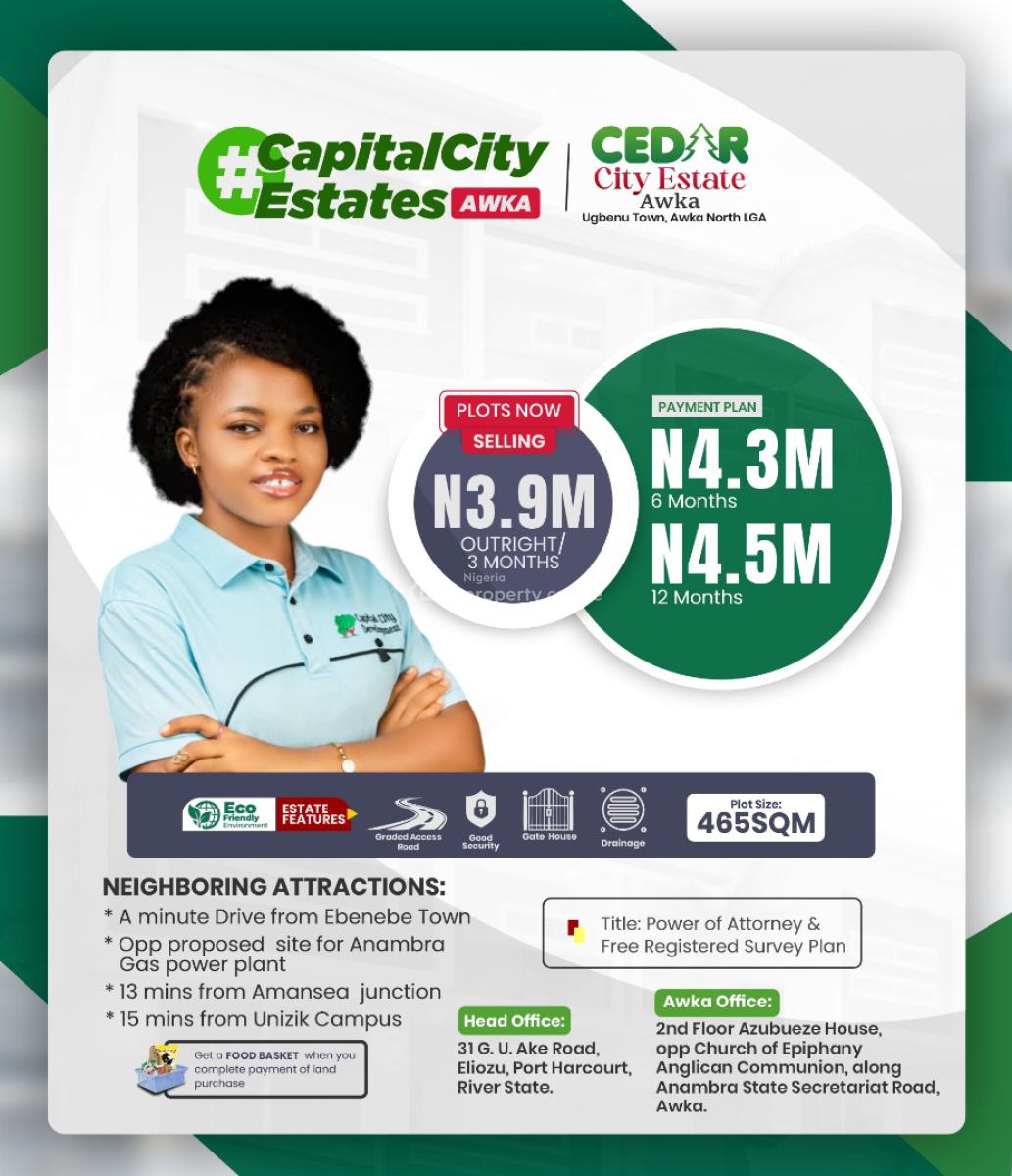Strategically Located Land with Power of Attorney and Registered Surve, Cedar City Strategically Located in Awka North, Awka, Anambra, Residential Land for Sale