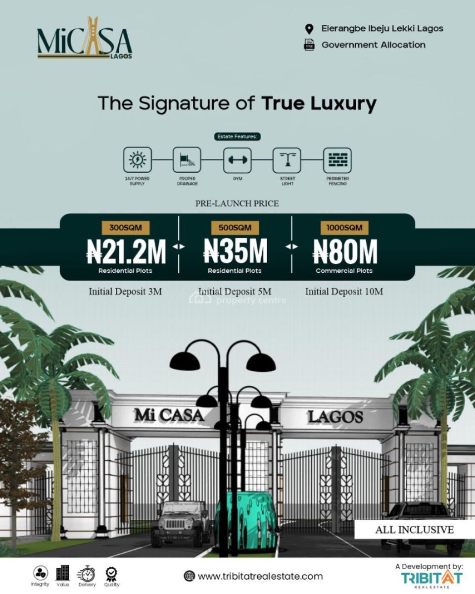 Plots of Land, Elerangbe/mi Casa Lagos, Ibeju Lekki, Lagos, Mixed-use Land for Sale