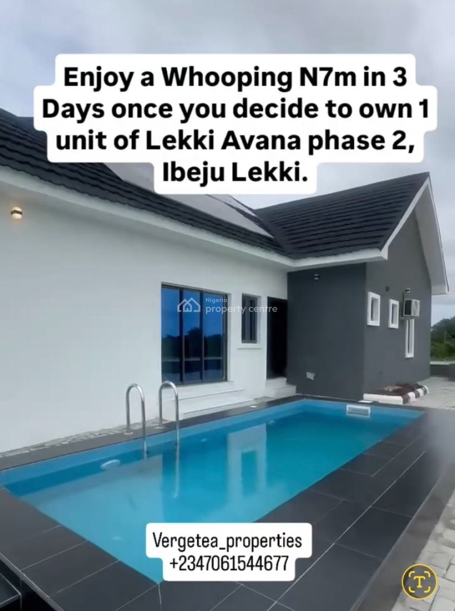 Luxury 3 Bedroom Detached Bungalow with Pool in a Beautiful Environmen, Lekki Avana Phase 2 Eleranigbe Ibeju Lekki, Eleranigbe, Ibeju Lekki, Lagos, Detached Bungalow for Sale