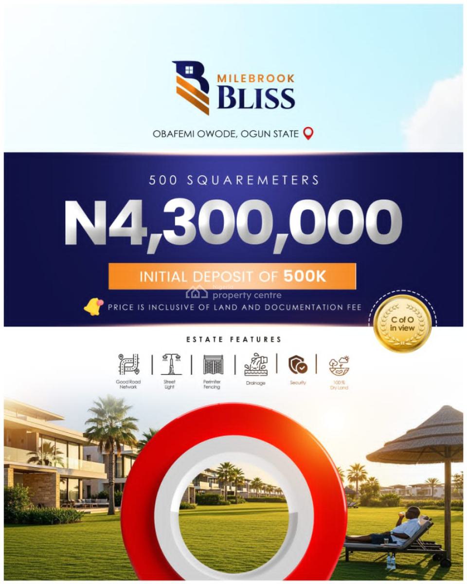 Land with Documentation Inclusive, Milebrook Bliss Estate, Asipa, Owode, Obafemi Owode, Ogun, Land for Sale