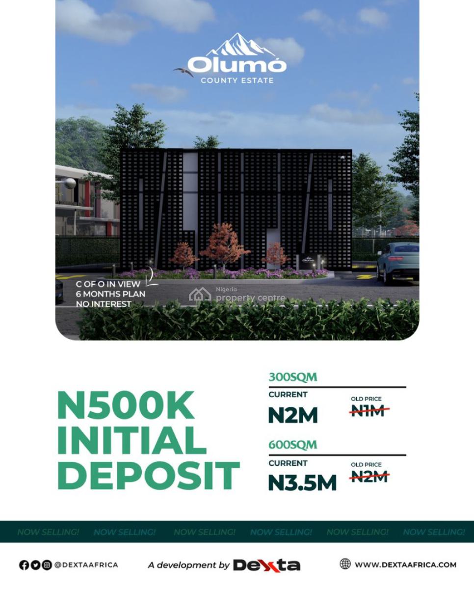 Land with C of O  at Olumo County Estate, Kobape Ogun State, Km 46, Ogun, Residential Land for Sale