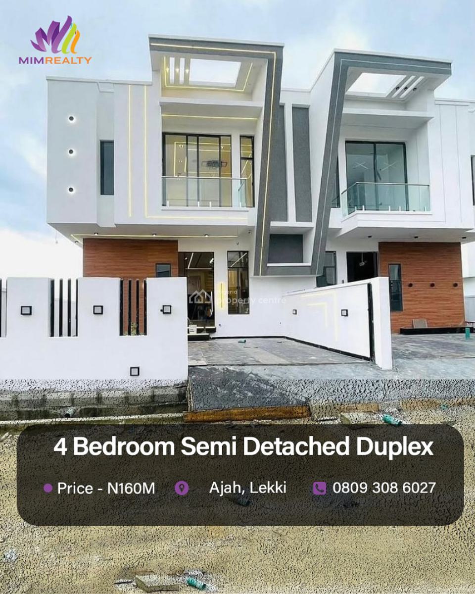 4 Bedroom Semi Detached Duplex, Lekki, Ajah, Lagos, Semi-detached Duplex for Sale