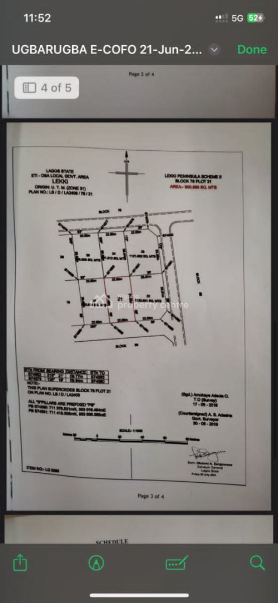 900sqms of Land, Lekki Scheme 2.  Block 78, Plot 21, Lekki Phase 2, Lekki, Lagos, Residential Land for Sale