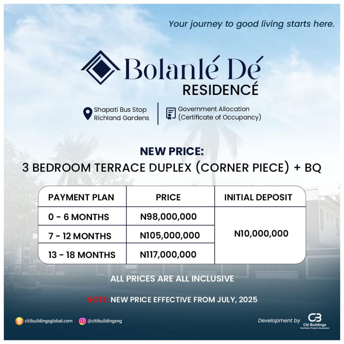 3 Bedrooms Terrace Duplex+ Bq (corner Piece,)offplan, Bolanle Residence, Shapati, Ibeju Lekki, Lagos, Terraced Duplex for Sale