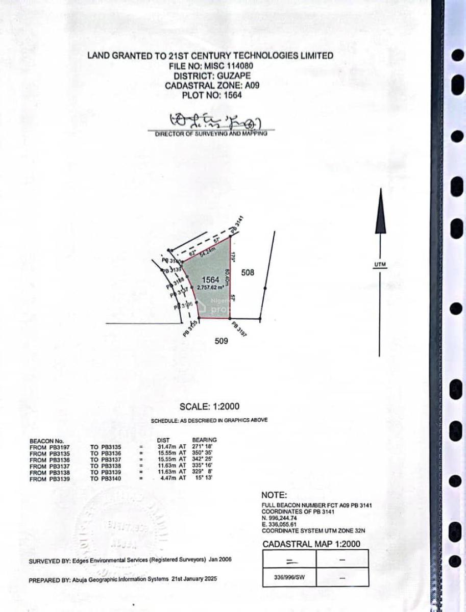 Plot of Land, Guzape District, Abuja, Mixed-use Land for Sale