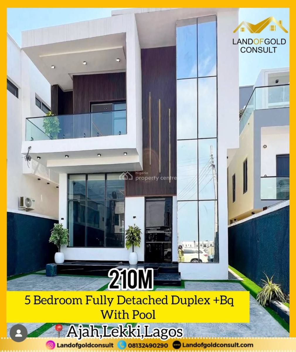 Luxury 5 Bedroom Detached Duplex + Bq with Pool, Inside a Gated and Secure Estate in Ajah ., Lekki, Lagos, Detached Duplex for Sale